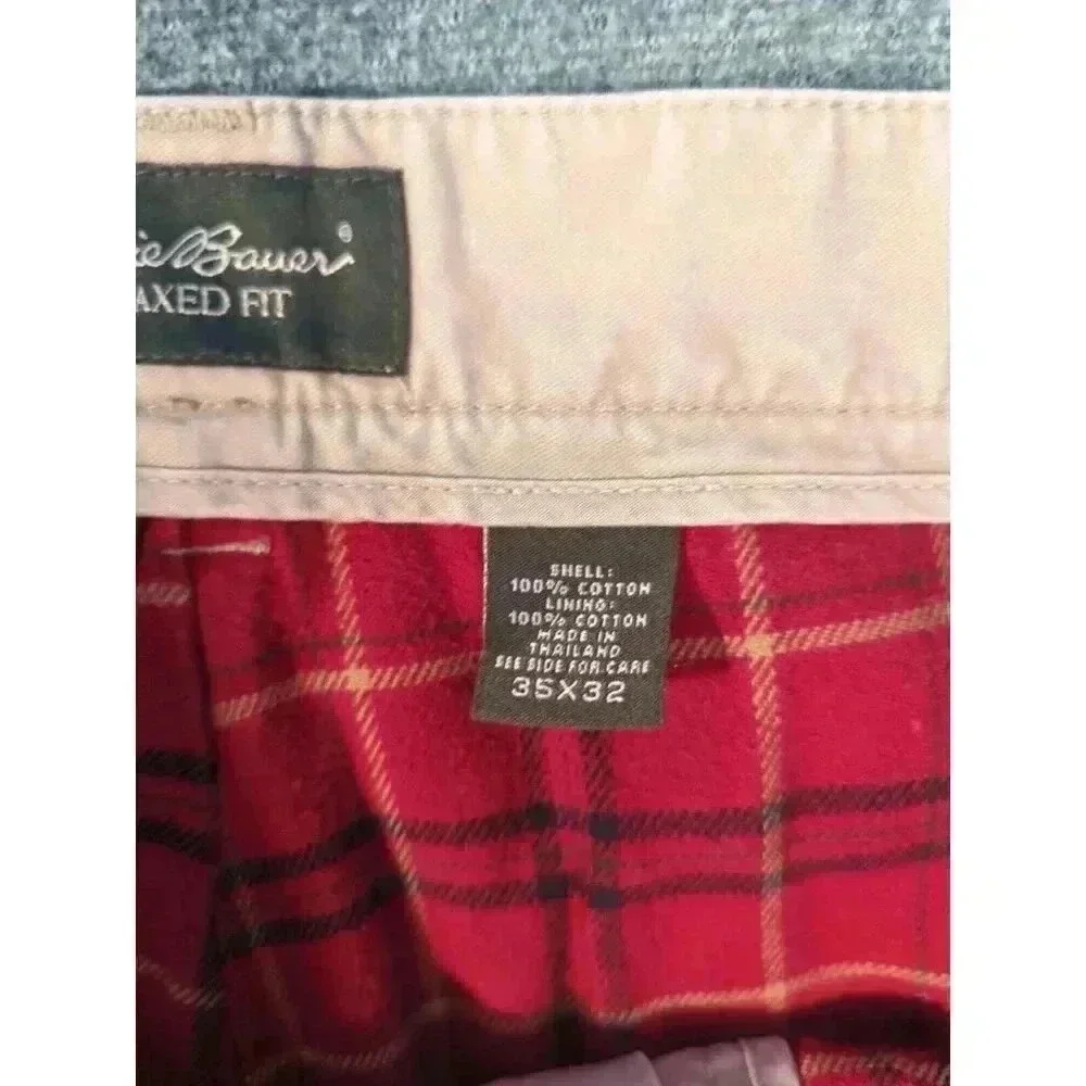 Eddie Bauer Relaxed Fit Men's 35x32 Flannel Lined Khaki Pants